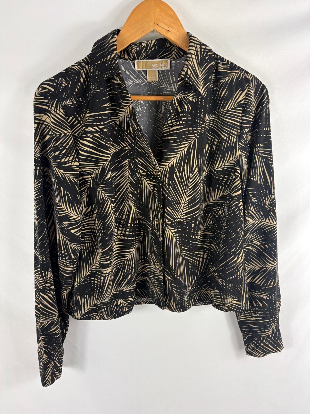 Michael Kors Tropical Print Long Sleeve Button Down Shirt Size Small